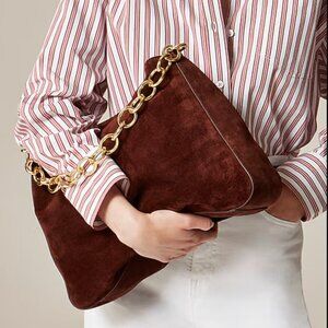 J. Crew brown Berkeley chainlink shoulder bag in suede